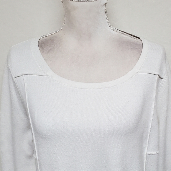 French Connection Pearl Off-White Baby Soft Crewneck Hi-low Jumper Sweater L - Picture 5 of 13